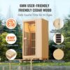 VEVOR Far Infrared Wooden Sauna, Room Home Sauna Spa for One Person, 1140W Low EMF Far Infrared Hemlock Wood Sauna with Tempered Glass Door & LED Reading Lamp & Bluetooth Speakers, 35 * 29 * 64 Inch - Image 4