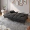 COMHOMA Convertible Futon Sofa Bed, 68″Fabric Futon Couch with Adjustable Backrest, Folding Futon Sleeper Recliner for Living Room Furniture (Black) - Image 6