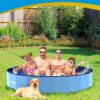VISTOP Jumbo Foldable Dog Pool, Hard Plastic Shell Portable Swimming Pool for Dogs Cats and Kids Pet Puppy Bathing Tub Collapsible Kiddie Pool (87inch.D x 15.7inch.H, Blue) - Image 7