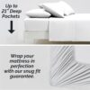 Southshore Fine Living, Inc. 6-Piece White Sheets, Queen Size Set, 21-Inch Deep Pocket Queen Sheets Set with Deep Pocket Fitted Sheet, Oversized Flat Sheet, 4 Standard Pillowcases, White - Image 2