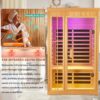 1 to 2 Person Infrared Sauna,Hemlock Wood Low EMF FAR Dry Sauna Indoor Saunas for The Home, with Colored Lights 1350W,Room:75.59 * 35.82 * 40Inch - Image 7
