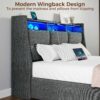 Rolanstar Twin Size Bed Frame with LED Lights and Charging Station, Upholstered Bed Storage Headboard & Drawers, Heavy Duty Wood Slats, Easy Assembly - Image 5