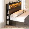 Rolanstar Full Bed Frame with Storage Headboard, Metal Platform Bed with Charging Station, LED, 4 Drawers, Bookcase Storage, No Box Spring Needed, Easy Assembly, Noise-Free, Black - Image 4
