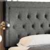 Allewie Queen Size Button Tufted/Fabric Upholstered Bed Frame with Adjustable Headboard/Wood Slat Support/Mattress Foundation/Dark Grey - Image 7