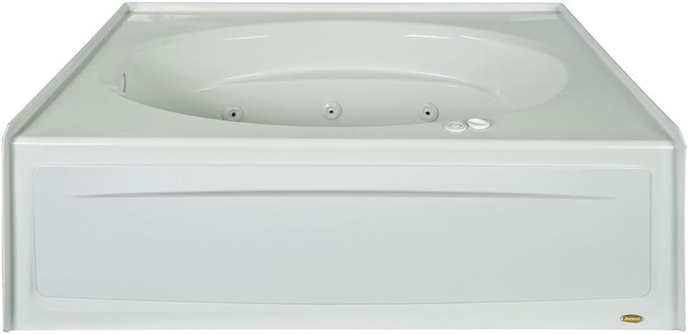 Jacuzzi SIGNATURE Acrylic Skirted Oval in Rectangle Whirlpool Bathtub, 60” (L) x 42” (W) Includes 6 Jet Message, Slip Resistant, Left Drain Placement, White
