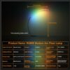 E.P. Light RGBW Modern 69.99 inch Arched Standing Reading Floor Lamp with Remote - Dimmable Black Led Color Changing Curved Ambient Lighting for Bedroom and Living Room - Image 8