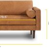 POLY & BARK Cognac Tan Brown Leather Couch - 88.5" Mid Century Leather Sofa with 2 Bolsters - Full Grain Camel Leather Couch - Feather-Down Topper On Seating Surface - Pure-Aniline Italian Leather - Image 2