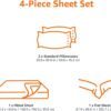 Amazon Basics Soft Microfiber 4-Piece Bed Sheet Set with Elastic Side Pockets, Full, Black Grid, Geometric - Image 6