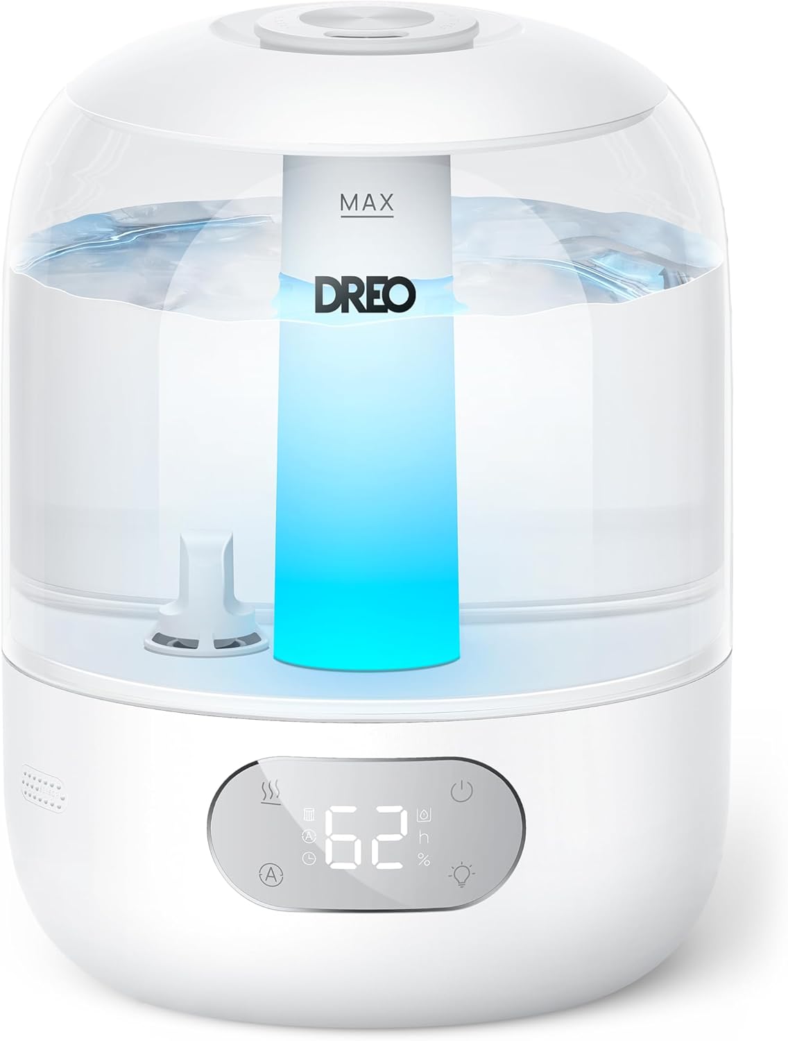Dreo 3L Top Fill Humidifiers for Bedroom, 30H & 26dB Quiet Runtime for Large Room, Cool Mist Ultrasonic Humidifier with Humidity Sensor, Night Light for Home, Baby, Nursery, Plants, 360° Nozzle, White