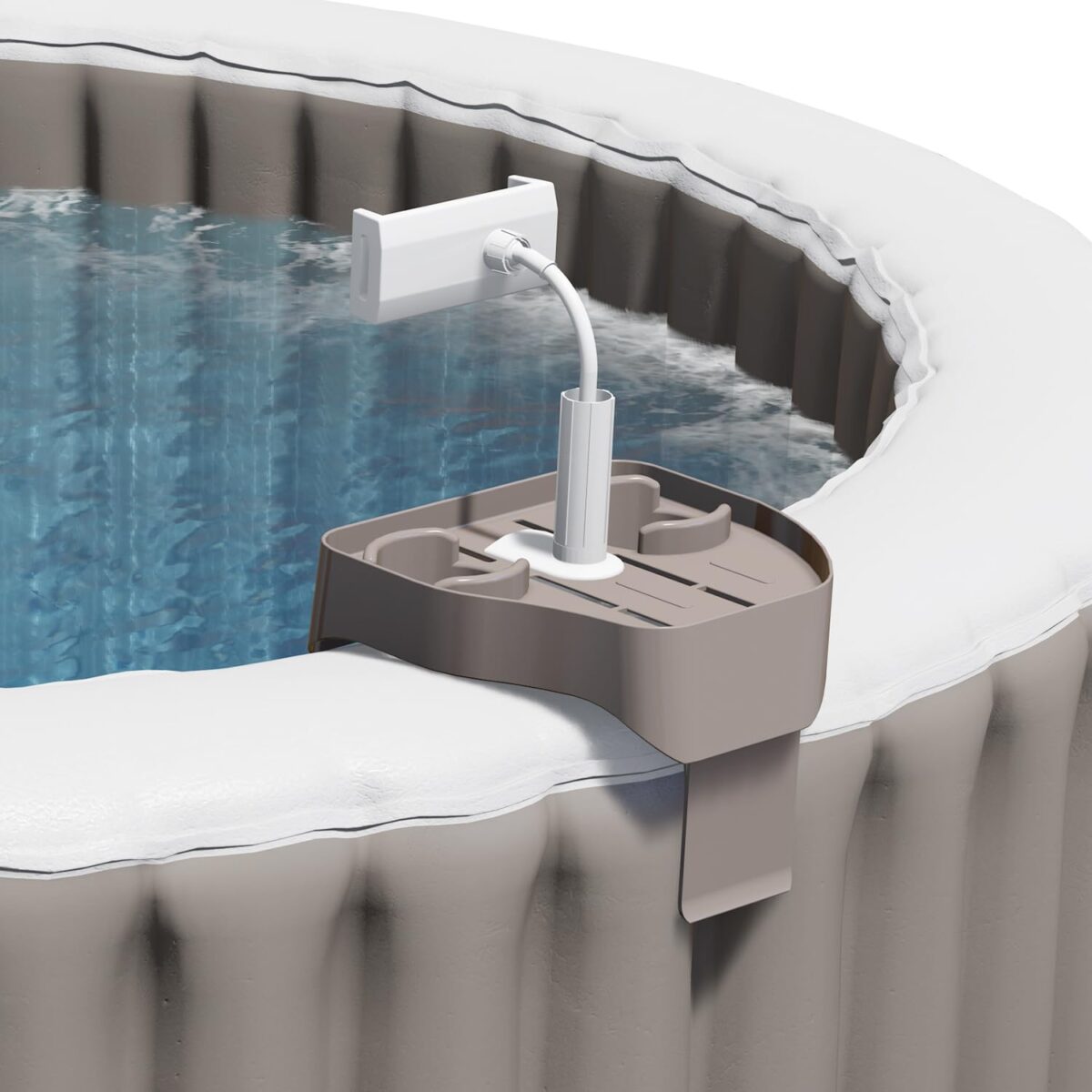 ECO POOLTECH Adjustable Hot Tub Tray Table, Clip-on Pool Cup Holder Phone Holder, Nonslip Spa Drink Tray Side Table for Outdoor Inflatable Pools, Must Have Hottub Accessories for Adults