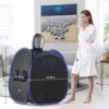 ZONEMEL Portable Steam Sauna, Full Body Home Sauna Spa, 1 Person or 2 Person Share Saunas, 2L Steam Generator with Remote Control (Black, L 33.5”x W 32.3”x H 41.7”) - Image 2