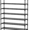 VTRIN 10 Tiers Shoe Rack Tall Large Capacity 50 Pairs Wide Shoe Organizer Sturdy Shoe Shelf for Entryway with Two Hooks Metal Shoe Storage for Closet, Bedroom, Black - Image 8