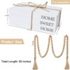 Decorative Books for Home Decor, White Faux Books for Decoration, Rustic Farmhouse Stacked Display Books with 52in Wood Bead Garland for Coffee Tables Living Room, (Home Sweet Home) - Image 4