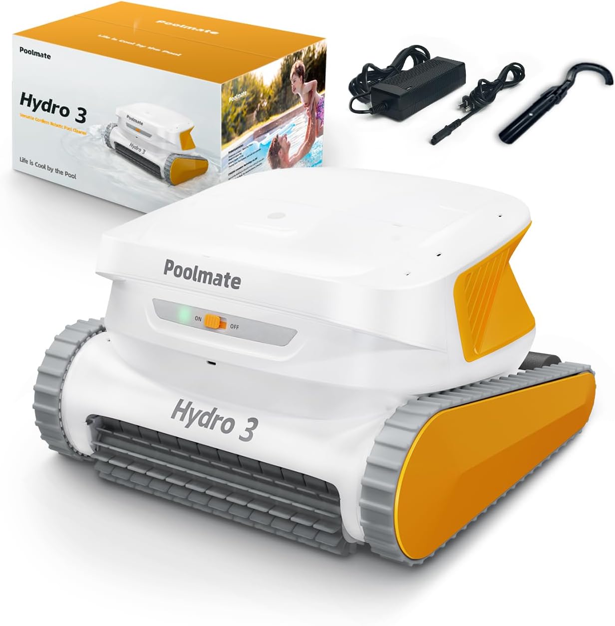 Poolmate Hydro 3 Robotic Pool Cleaner for Inground/Above Ground Pools, 150W Cordless Pool Vacuum, Max 200min Runtime, 4.1L Filter Basket, Auto Waterline/Wall Cleaning, Max 1076 sq.ft Coverage [2024]
