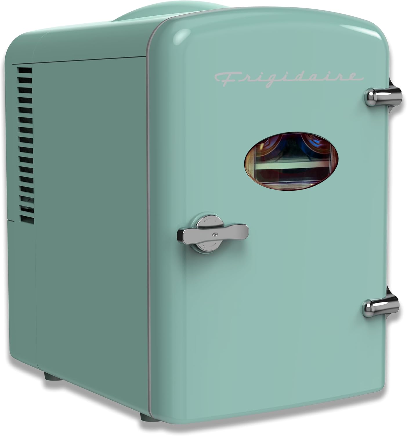 Frigidaire EFMIS129-MINT Mini Personal Fridge Cooler, 1 Gal Capacity fits Six Cans, Includes Plugs for Home Outlet & DC Charger-9.84" D x 7.09" W x 10.35" H