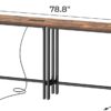 SUPERJARE 5.9 Inch Narrow Console Table with Outlet, Sofa Table Set of 2, Total Length 78.8'', Behind Couch Table, Long Entryway Tables with Charging Station, for Living Room, Hallway, Rusitc Brown - Image 3