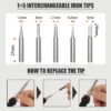 Soldering Iron Kit, 60W Soldering Iron with 5pc Interchangeable Tips, 10-in-1 Adjustable Temperature Solder Welding Tools, Fast Heating, Electronic Repair, 110V - Image 6