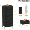 Furnulem Tall Dresser with 6 Drawers,Vertical Bedside End Table & Chest for Bedroom,Black Storage Tower Dorm Nightstand with Fabric Drawer Organizer Unit Furniture in Living Room,Closet,Hallyway - Image 4