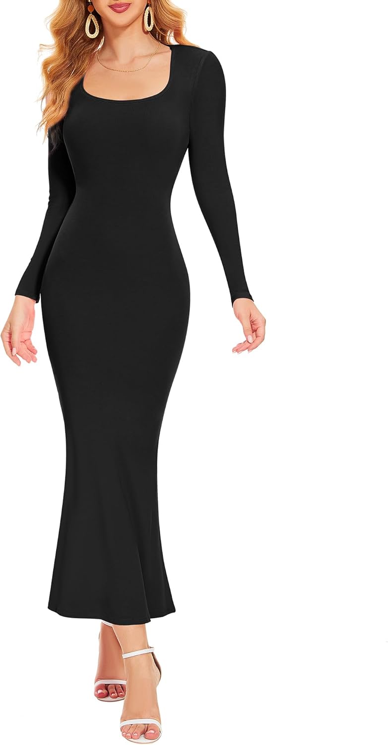 Women Bodycon Maxi Dresses Sleeveless Spaghetti Strap Long Elegant Tight Mermaid Dress