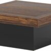 Tribesigns Coffee Table Square LED Coffee Table Engineered Wood Low Coffee Table for Living Room (Rustic Brown+Black) - Image 8