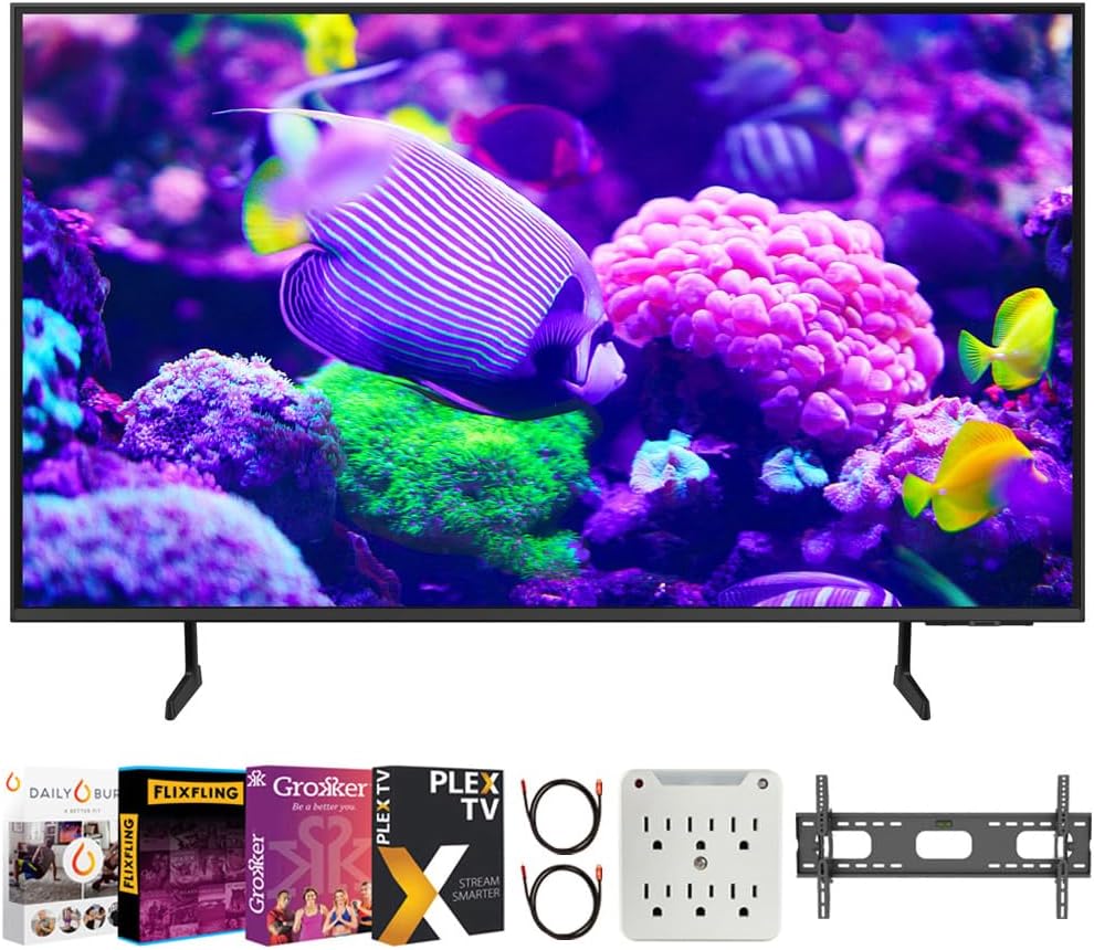 SAMSUNG DU7200 75 Inch Crystal 4K UHD Smart TV Bundle with Premiere Movies Streaming + 37-100 Inch TV Wall Mount + 6-Outlet Surge Adapter + 2X 6FT 4K HDMI 2.0 Cable (2024 Model)
