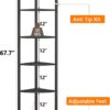 Furnulem 6 Tier Corner Shelf with LED Light, 67.5” Tall Standing Shelf Organizer, Black Narrow Bookshelf with Storage Rack for Wall Corner, Living Room, Bedroom, Metal Frame, Wood Display Shelf - Image 2