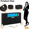 Fixwal Dresser for Bedroom with Power Outlets and LED Lights, Black 55" TV Stand with 8 Drawers, Fabric Chest of Drawers with PU Finish for Living Room, Entryway - Image 3