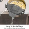 Kitchen Gizmo Snap N' Strain - Silicone Pasta Strainer Clip-On for Pots and Pans - Heat Resistant Colander for Vegetables and Noodles - Kitchen Gadgets for Cooking - Space-Saving Design - Grey - Image 3