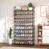 VTRIN 10 Tiers Shoe Rack Tall Large Capacity 50 Pairs Wide Shoe Organizer Sturdy Shoe Shelf for Entryway with Two Hooks Metal Shoe Storage for Closet, Bedroom, Black - Image 2