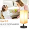 Small Table Lamp for Bedroom - Bedside Lamps for Nightstand, Minimalist Night Stand Light Lamp with Square Fabric Shade, Desk Reading Lamp for Kids Room Living Room Office Dorm - Image 5