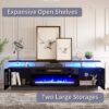 AMERLIFE Fireplace TV Stand with 36" Fireplace, 70" Modern High Gloss Fireplace Entertainment Center LED Lights, 2 Tier TV Console Cabinet for TVs Up to 80", Obsidian Black - Image 6