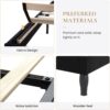 SHA CERLIN Queen Bed Frame with Adjustable Headboard/Velvet Upholstered/Diamond Button Tufted and Metal Studs/No Box Spring Needed/Wood Slat Support/Easy Assembly/Black - Image 6