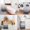 HomeHacks 2-Pack Large Laundry Basket, Waterproof, Freestanding Laundry Hamper, Collapsible Tall Clothes Hamper with Extended Handles for Clothes Toys in the Dorm and Family-(Gradient Grey, 75L) - Image 6