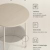 VASAGLE End Table, Small Bedside Table with Fabric Basket, Modern Nightstand, Round Side Table, for Living Room, Bedroom, Cream White ULET223K67 - Image 6