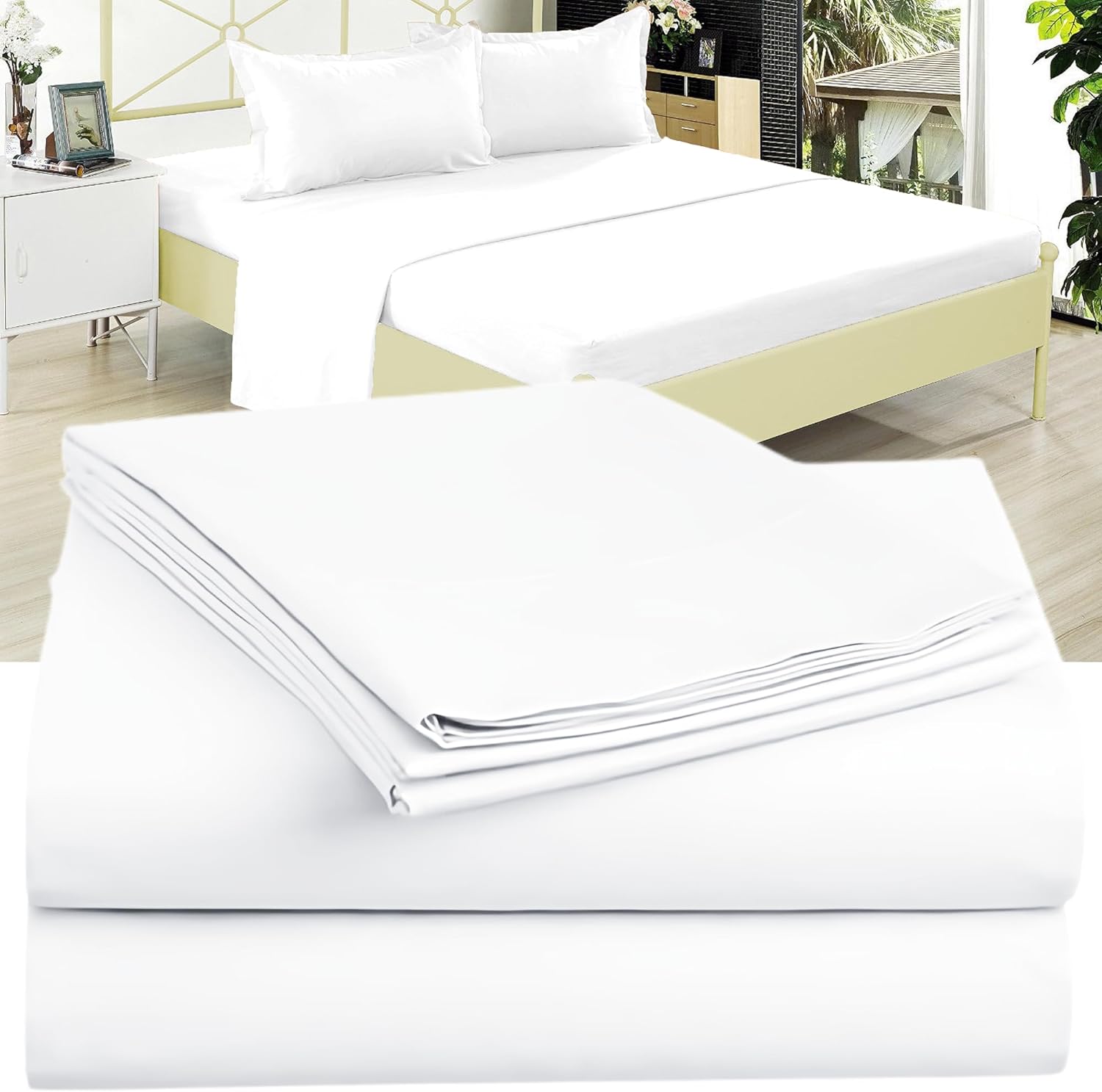 Twin XL 100% Microfiber Double Brushed Sheet Set - Extra-Soft & Wrinkle-Free - 15" Deep Pockets, 39" x 80" - Ideal for Dorms, Hospitals & Split King Beds - 3 PC Set (Twin XL, White)