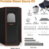 AgiiMan Portable Sauna for Home, Sauna Box with 3L Steamer, Remote Control, Folding Chair and Mat, Full Size Personal Steam Room for Home Spa Relaxation, 15 Levels, Orange - Image 7