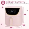 Paris Hilton Air Fryer, Large 6-Quart Capacity, Nonstick Made without PFAS, Touchscreen Display, 8-in-1 (Air Fry, Roast, Broil, Bake, Reheat, Keep Warm, Pizza, Dehydrate), Dishwasher Safe, Pink - Image 8