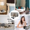 SZELAM Digital Clock Large Display, LED Alarm Electric Clocks Mirror Surface for Makeup with Diming Mode, 3 Levels Brightness, Dual USB Ports Modern Decoration for Home Bedroom Decor-Black - Image 7