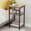 Sweetcrispy 3-Tier End Table Side Tables with Adjustable Feet,Small Nightstand Space-Saving for Bedroom Living Room Office Grey - Image 2