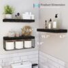 QEEIG Black Bathroom Shelves Over Toilet Wall Mounted Floating Shelves Farmhouse Shelf Toilet Paper Storage Small 16 inch Set of 3 (019-B3) - Image 3