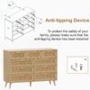 Rovaurx 9 Drawers Dresser for Bedroom, Boho Chest of Drawers with Metal Handles, Wooden Storage Organizer with Rattan Drawers for Closet, Living Room, Hallway, Natural RDG009M - Image 7