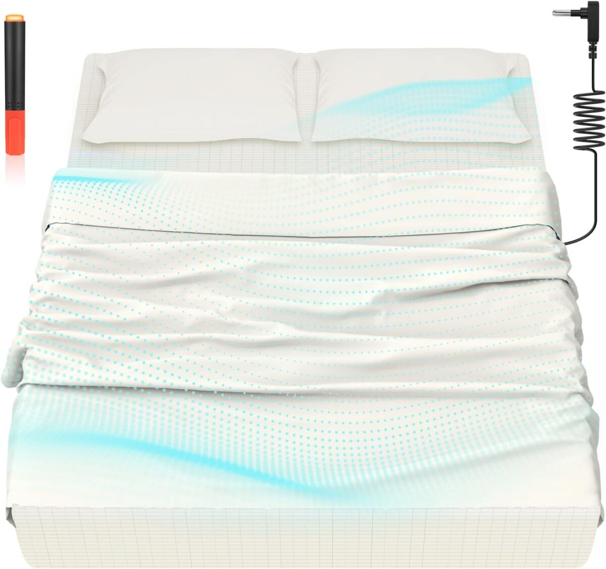 HLLBLL® Grounding Bedding Sheet Set, Bed Sheets and Pillowcase Set, 90% Organic Cotton+10% Pure Silver Organic Fitted Grounded Sheet for Improved Sleep, Pain Relief (White, Twin(39 * 80 * 15inch))