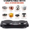 Elite Gourmet EDB-302BF# Countertop Double Cast Iron Burner, 1500 Watts Electric Hot Plate, Temperature Controls, Power Indicator Lights, Easy to Clean, Black - Image 6