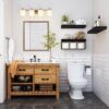 QEEIG Black Bathroom Shelves Over Toilet Wall Mounted Floating Shelves Farmhouse Shelf Toilet Paper Storage Small 16 inch Set of 3 (019-B3) - Image 6