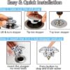 Universal Tub Stopper Bathtub Drain Plug, Pop Up Tub Drain Hair Catcher, Drain Cover with Strainer, for 1-3/8 to 2in Bath Drain Hole - Image 3
