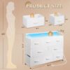 WLIVE Led Dresser for Bedroom, White Dresser TV Stand for Bedroom with LED Lights and Power Outlet, Wide Chest of Drawers for Hallway, 8 Fabric Drawers for Living Room and Entryway, Easy to Assemble - Image 3