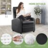 Recliner Chair with Massage and Lumbar Support, Small PU Leather Home Theater Seating, Adjustable Modern Reclining Chair for Adults in Living Room - Image 4