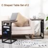 AMHANCIBLE C Shaped End Table with Charging Station, TV Tray Set of 2, Couch Tables with Storage Bag, Slide Under Sofa Side Table with USB Ports and Outlets for Living Room, Grey HET04CGY - Image 6