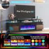 AMERLIFE Fireplace TV Stand with 36" Fireplace, 70" Modern High Gloss Fireplace Entertainment Center LED Lights, 2 Tier TV Console Cabinet for TVs Up to 80", Obsidian Black - Image 5