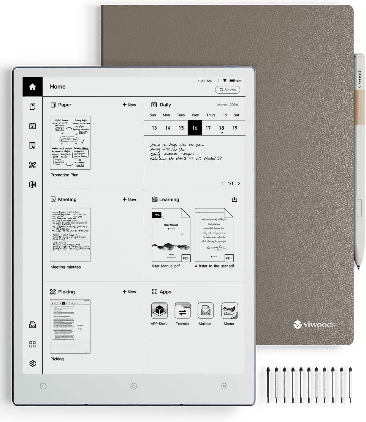 AiPaper Carta 1300 AI E Ink Tablet Bundle, 10.65'' 300PPI Electronic Notebook with Pen, Ultra-Thin 4.5mm, Lightweight 370g, 128GB Note-Taking Device